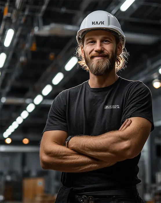 serviceelektriker i fabriksmiljö